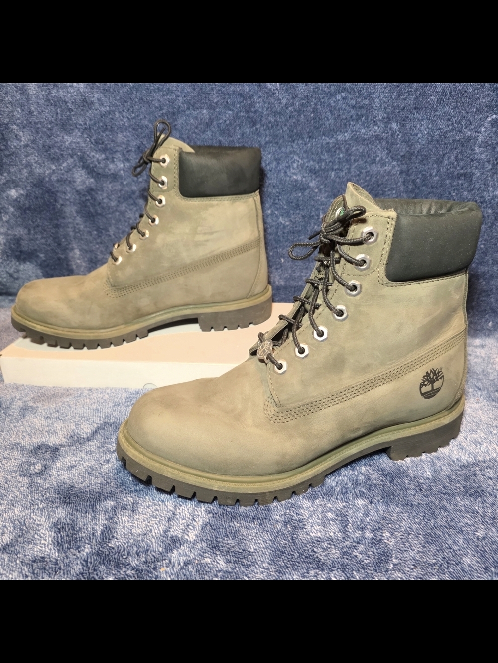 Timberland Olive Green Nubuck Lace-Up Work Boots